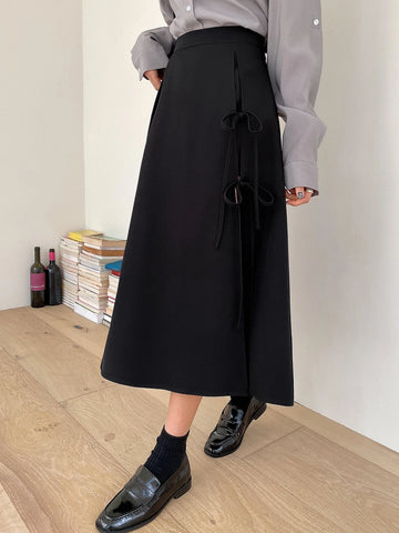 DAZY High Waist Knot Side Split Thigh Skirt