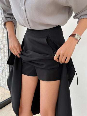 DAZY High Waist Knot Side Split Thigh Skirt