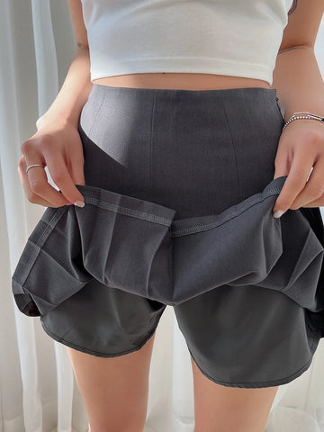 DAZY High Waist Fold Pleated Detail Skirt