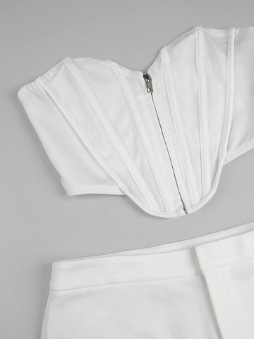 Zip Up Tube Top & Flare Leg Pants