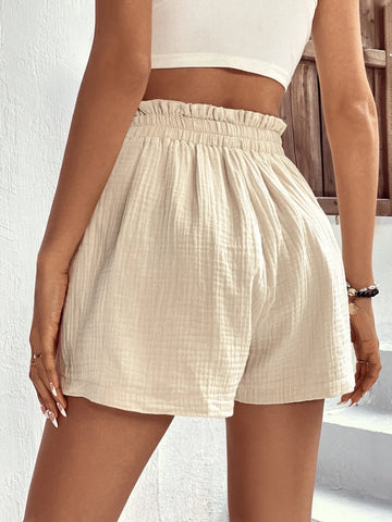 VCAY Paper Bag Waist Wide Leg Shorts