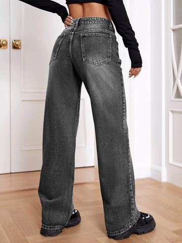 Slant Pocket Wide Leg Jeans