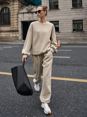 1pc Drop Shoulder Sweatshirt & 1pc Sweatpants