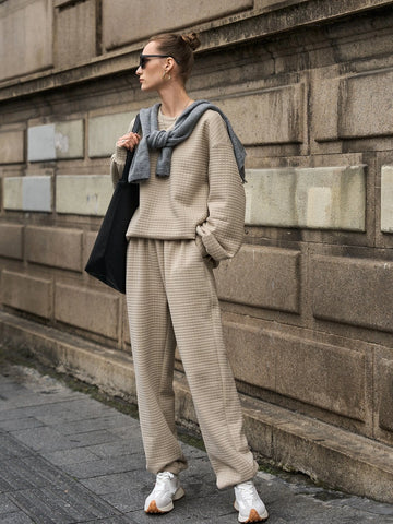 1pc Drop Shoulder Sweatshirt & 1pc Sweatpants
