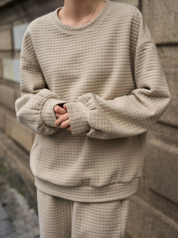 1pc Drop Shoulder Sweatshirt & 1pc Sweatpants