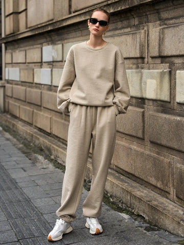 1pc Drop Shoulder Sweatshirt & 1pc Sweatpants