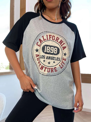 Letter Graphic Raglan Sleeve Tee