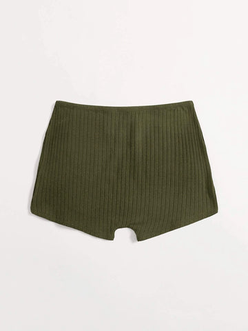 EZwear Solid Rib-knit Biker Shorts