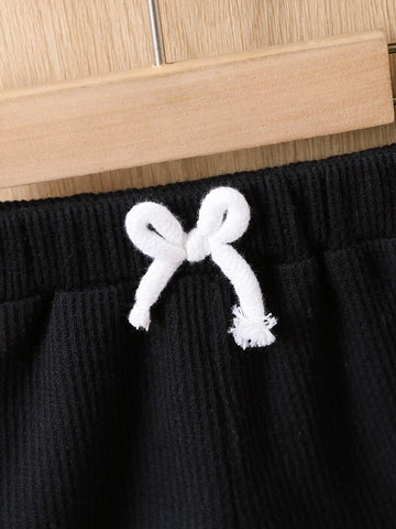 Baby Letter Patched Detail Tank Top & Knot Front Shorts