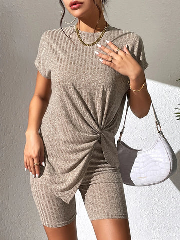 Unity Space Dye Twist Front Tee & Biker Shorts