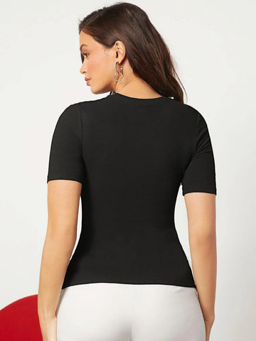 Rhinestone Detail Pattern Tee