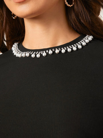 Rhinestone Detail Pattern Tee