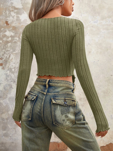 ICON Lettuce Trim Split Hem Crop Tee