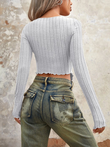 ICON Lettuce Trim Split Hem Crop Tee