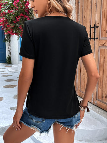 Solid Hollow Out Tee