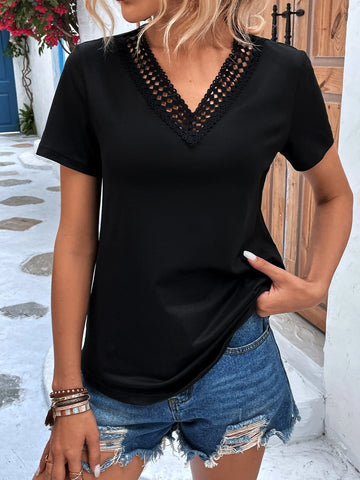 Solid Hollow Out Tee