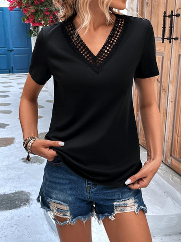 Solid Hollow Out Tee