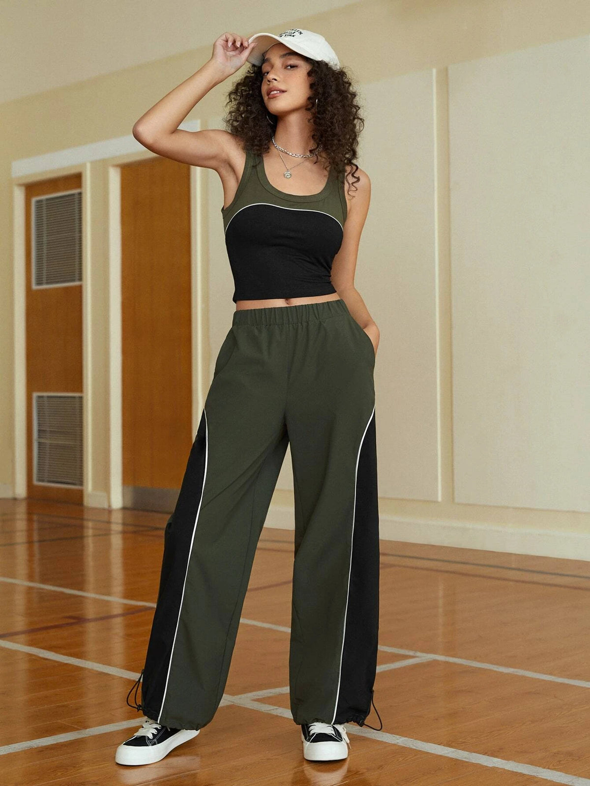 EZwear Contrast Binding Tank Top & Pants