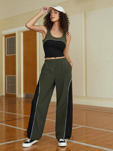 EZwear Contrast Binding Tank Top & Pants