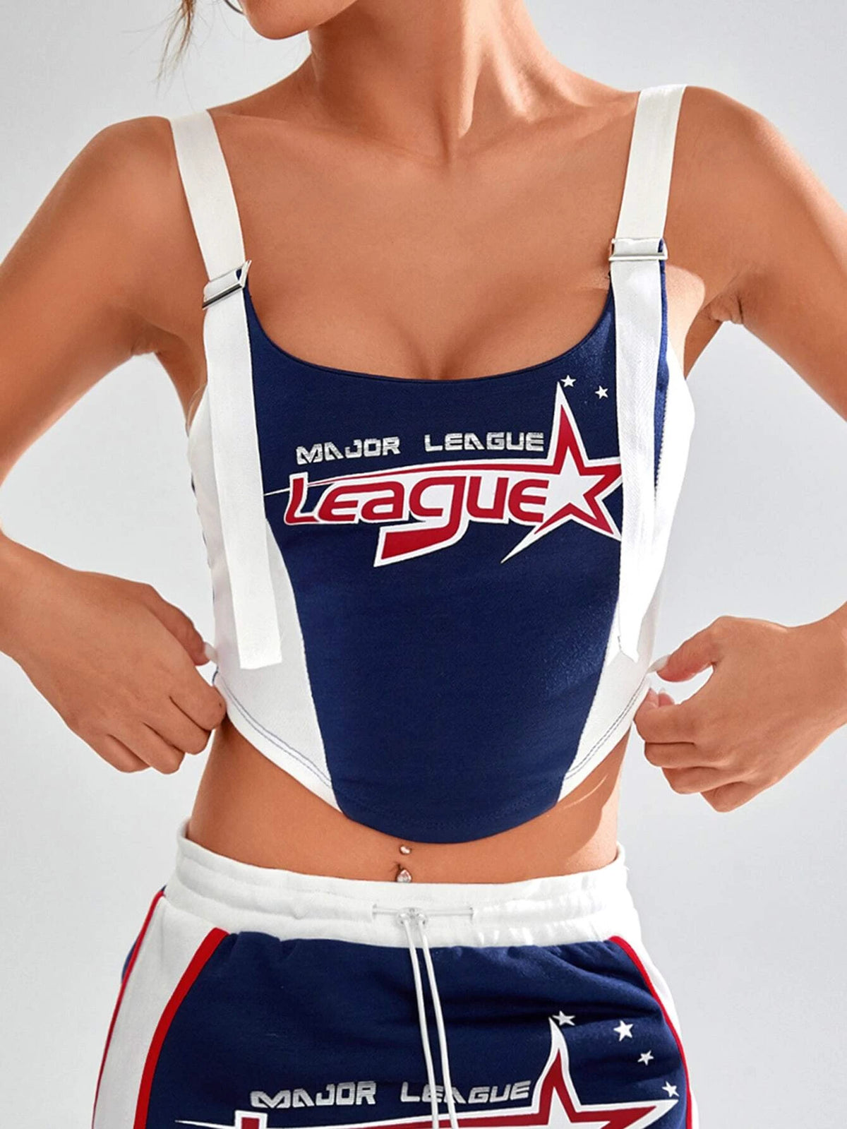 Letter Graphic Buckle Detail Cami Top