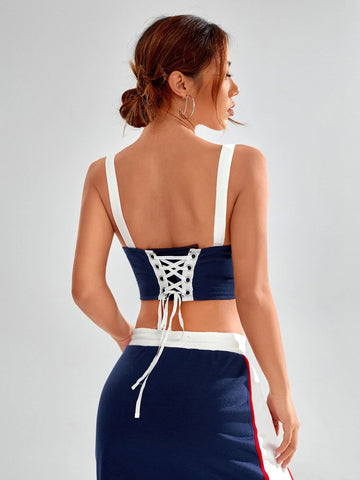 Letter Graphic Buckle Detail Cami Top