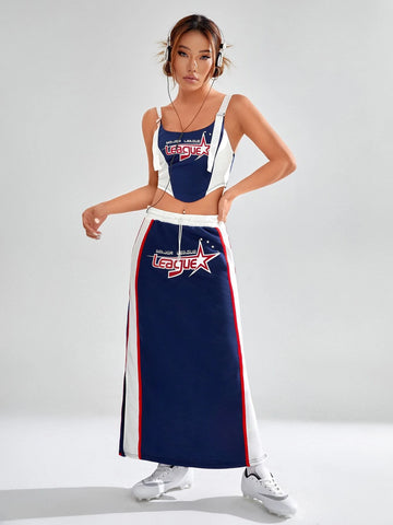 Letter Graphic Buckle Detail Cami Top