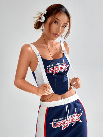 Letter Graphic Buckle Detail Cami Top