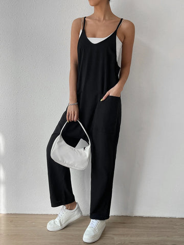 EZwear Dual Pocket Cami Jumpsuit Without Cami Top