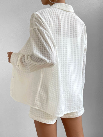 Solid Button Front Shirt & Shorts