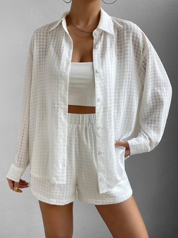 Solid Button Front Shirt & Shorts
