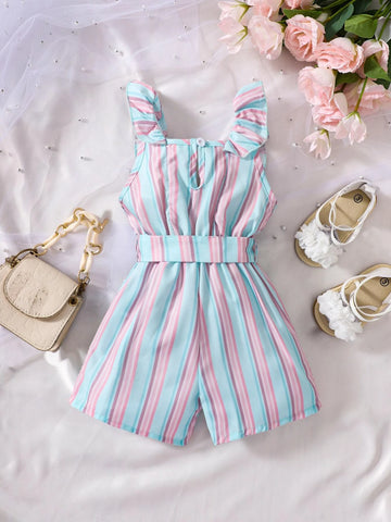 Baby Striped Ruffle Trim Romper