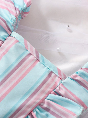 Baby Striped Ruffle Trim Romper