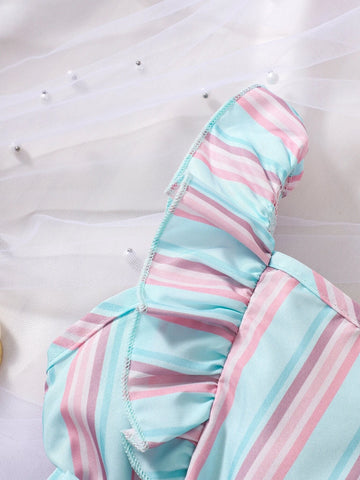 Baby Striped Ruffle Trim Romper