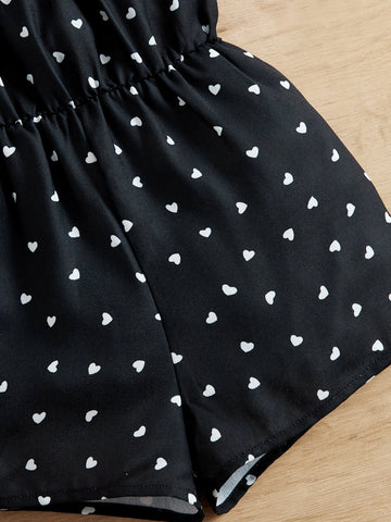 Baby Heart Print Cami Romper