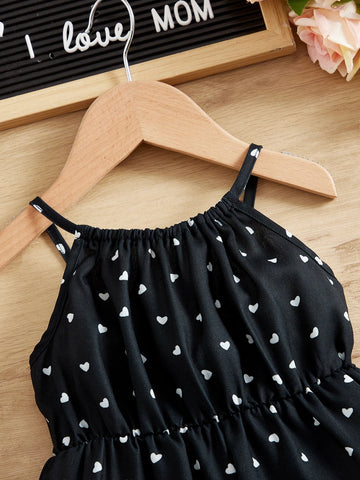 Baby Heart Print Cami Romper