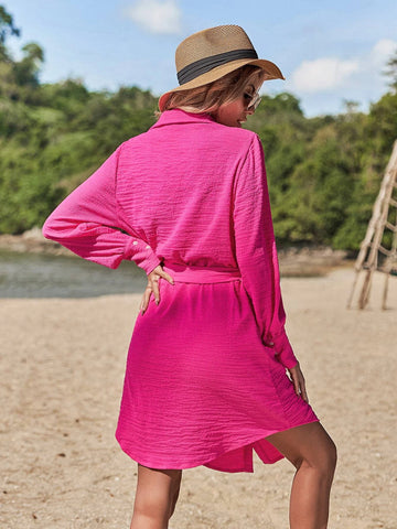 EMERY ROSE Belted Shirt Dress