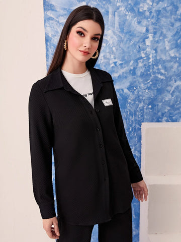 Letter Patched Detail Shirt & Pants