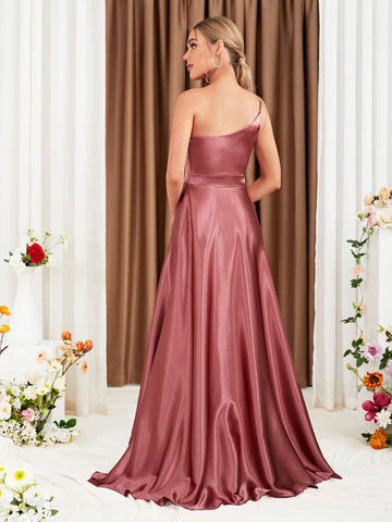 One Shoulder Tulip Hem Bridesmaid Dress