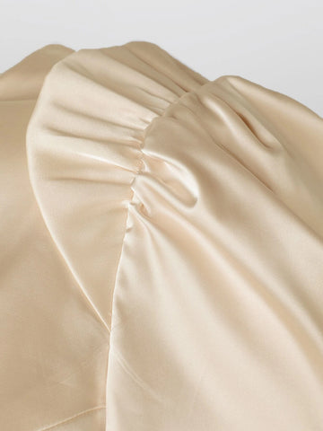 BAE Puff Sleeve Crop Satin Blouse & Wide Leg Pants