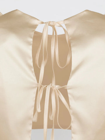 BAE Puff Sleeve Crop Satin Blouse & Wide Leg Pants