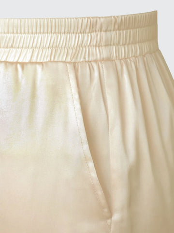 BAE Puff Sleeve Crop Satin Blouse & Wide Leg Pants