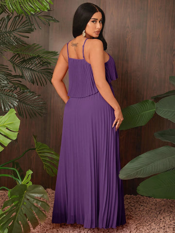 SXY Solid Pleated Halter Top & Skirt