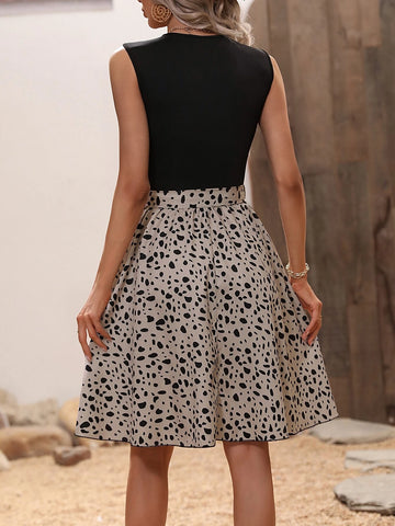 Dalmatian Print Belted Dress