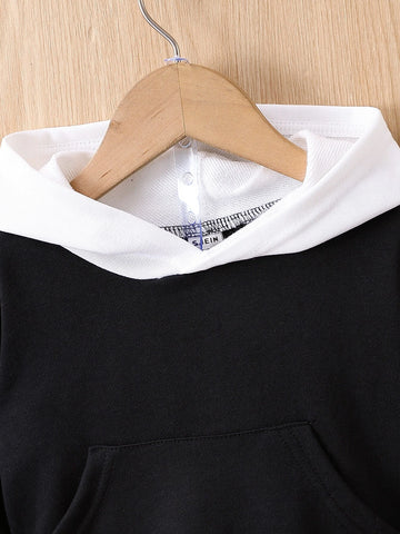 Baby Letter Patched Kangaroo Pocket 2 In 1 Hoodie & Sweatpants