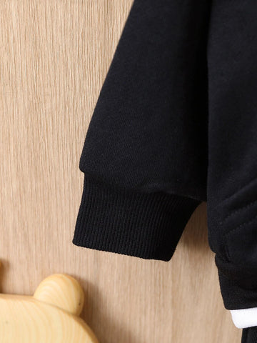 Baby Letter Patched Kangaroo Pocket 2 In 1 Hoodie & Sweatpants