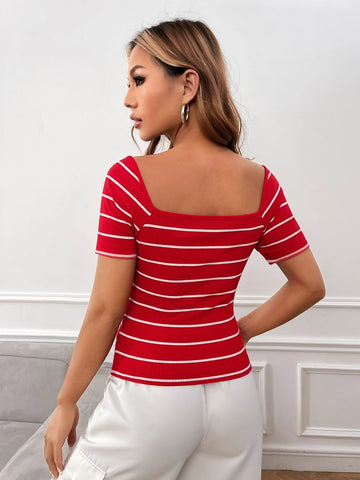 Knot Front Striped Top