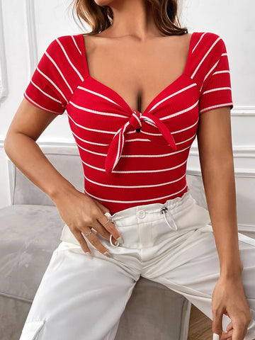 Knot Front Striped Top