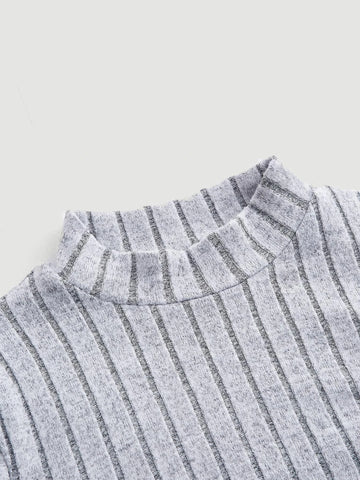 MOD Mock Neck Lettuce Trim Bell Sleeve Crop Tee