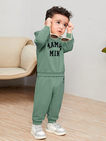 Baby Letter Graphic Hoodie & Sweatpants