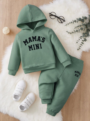 Baby Letter Graphic Hoodie & Sweatpants